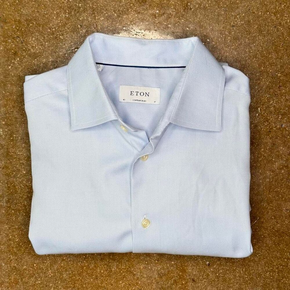 Eton Contemporary Dress Shirt Blue 43 17 Mens Luxury European Button Up